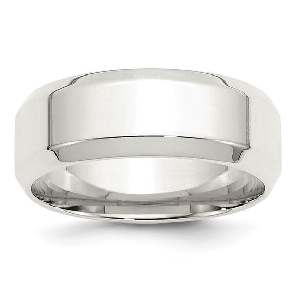 Kazi Luxury Sterling Silver 8mm Beveled Edge Size 4 Band